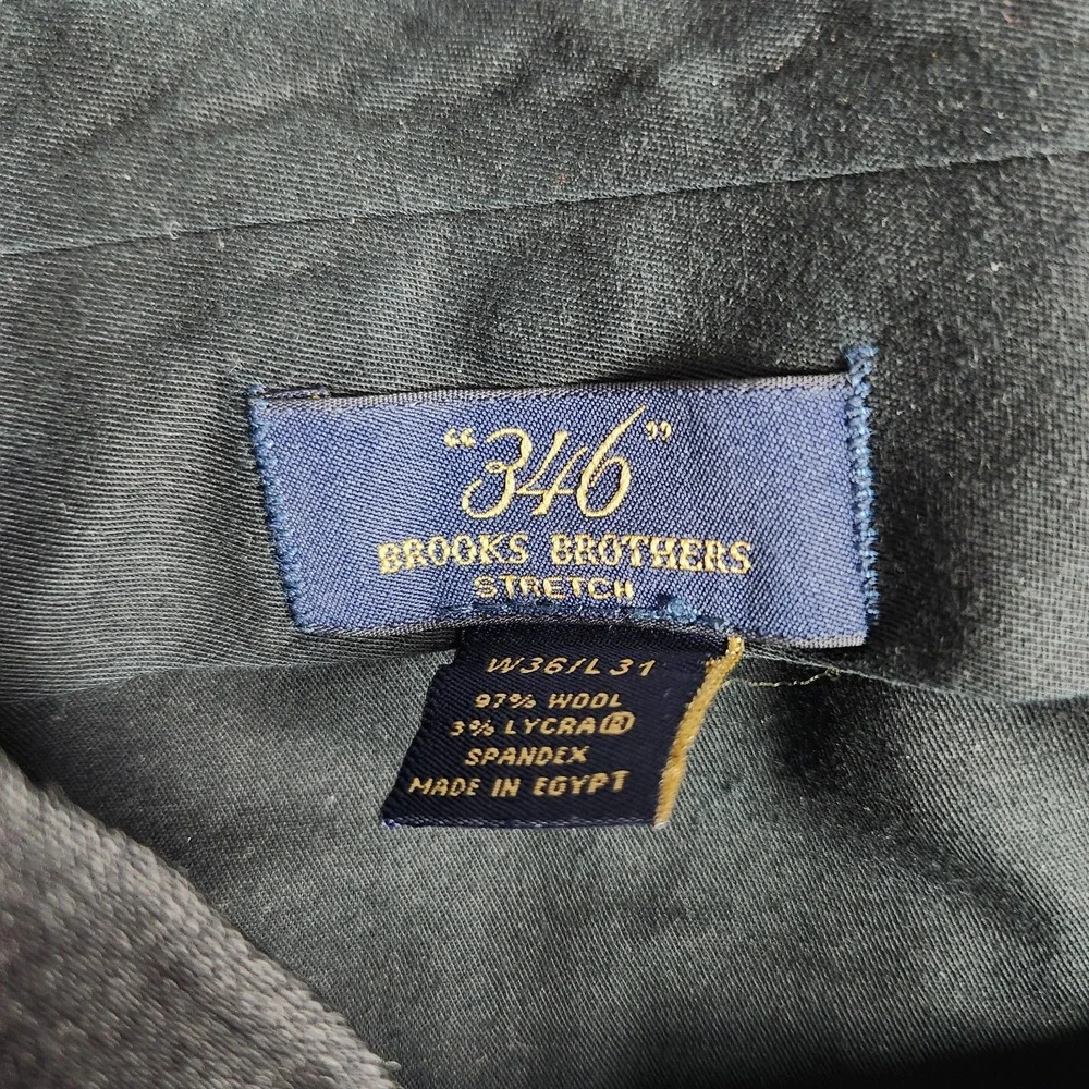 Brooks Brothers Stretch Wool Pants Men 36x31 Gray Straight‎ Leg Flat Front Chino